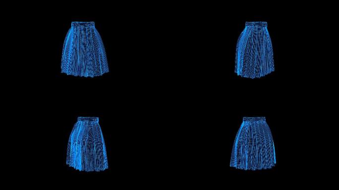 蓝色线框全息科技短裙动画带通道