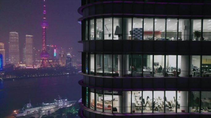 上海摩天大楼 加班夜景