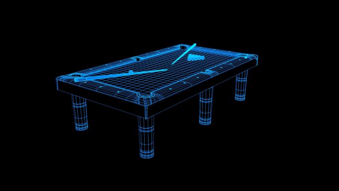 蓝色线框全息科技台球桌动画带通道