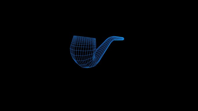 蓝色线框全息科技烟斗动画带通道
