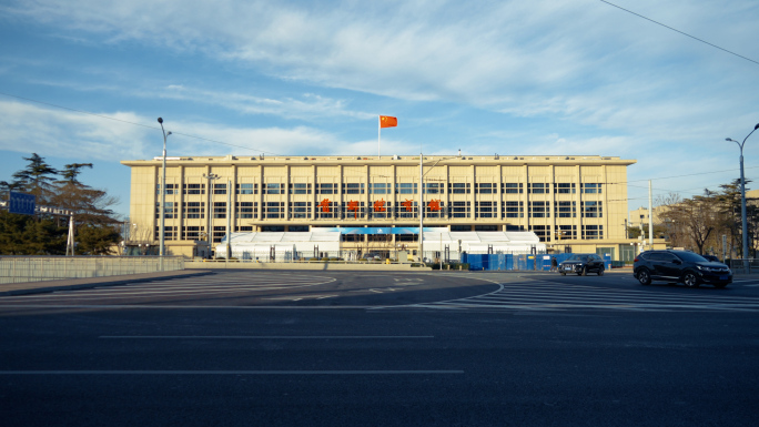 【4K】北京首都体育馆红旗飘-升格空镜
