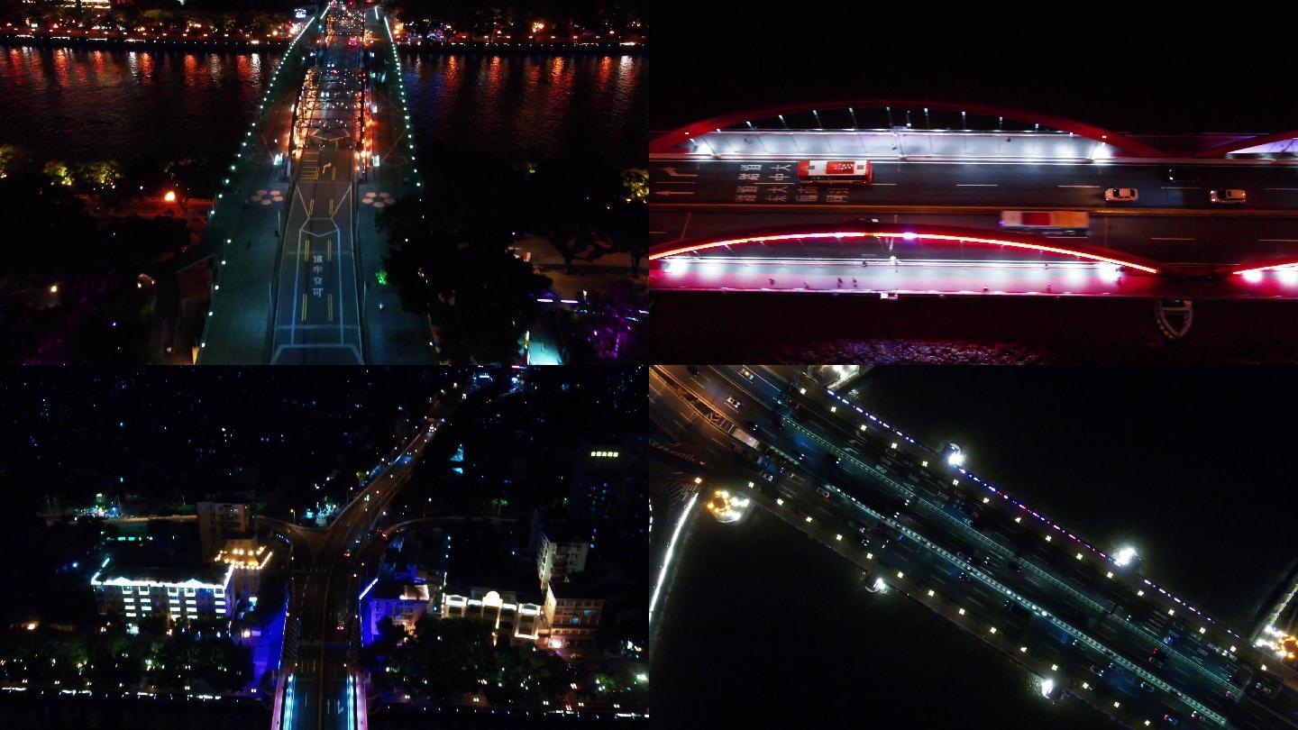 广州珠江夜景多桥梁航拍7分04秒