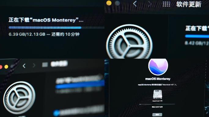 4K苹果电脑系统升级界面空镜