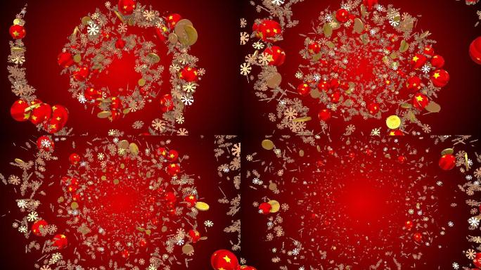 4K红色喜庆圣诞新年欢乐粒子背景
