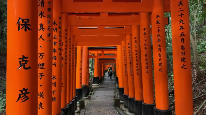 日本旅游景伏见稻荷大社朱红色牌坊千本鸟居