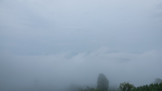 高山云海，晨雾缭绕，宛若仙境