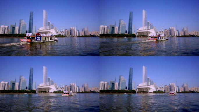 广州 地标建筑 湖边 移轴摄影空镜