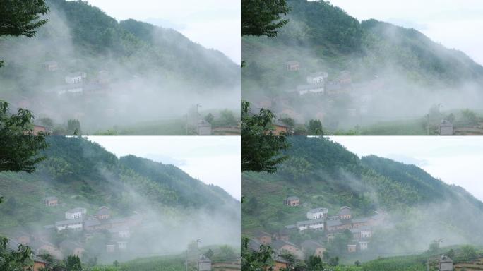 大雾吹进高山古村落