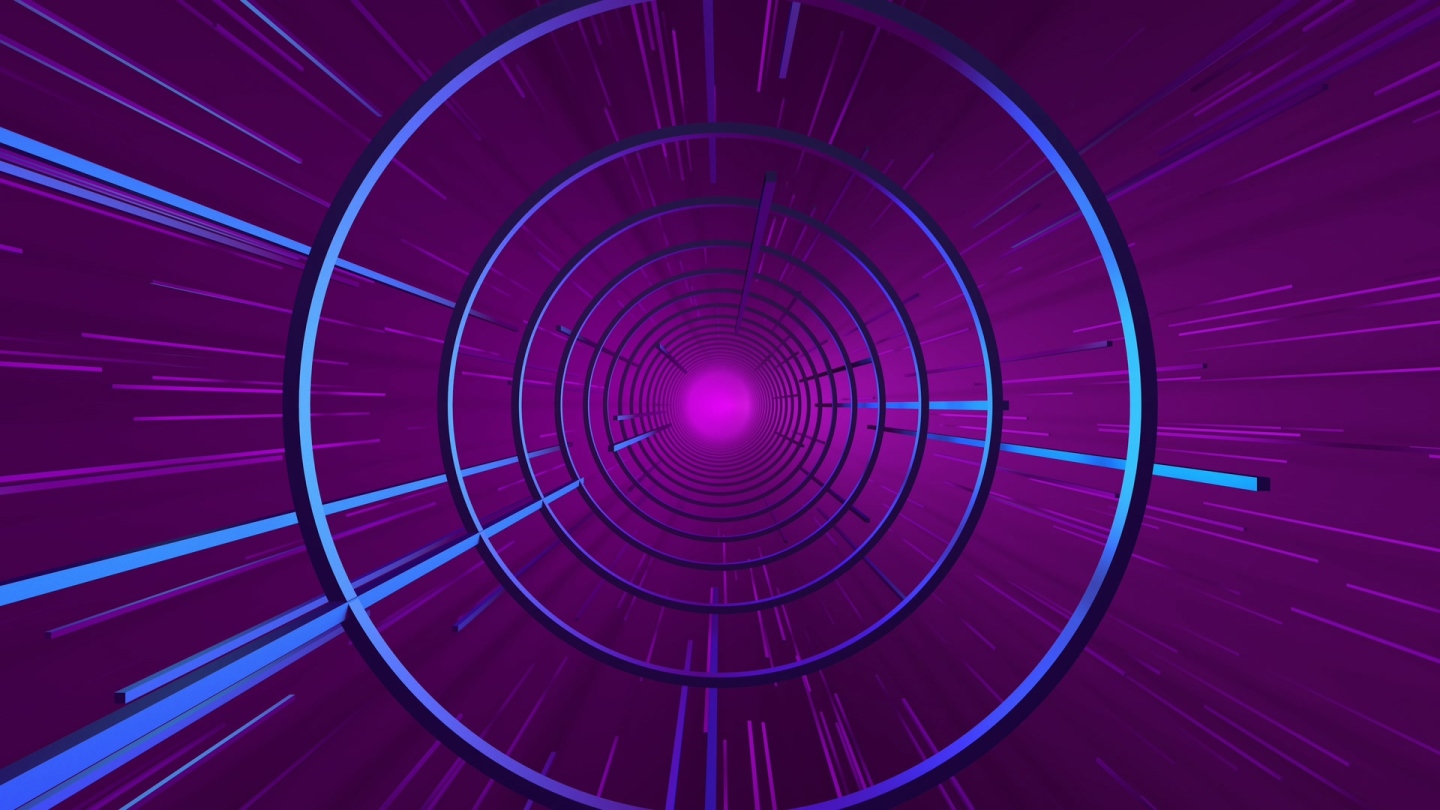 【4K时尚背景】圆形隧道科幻时空赛博朋克