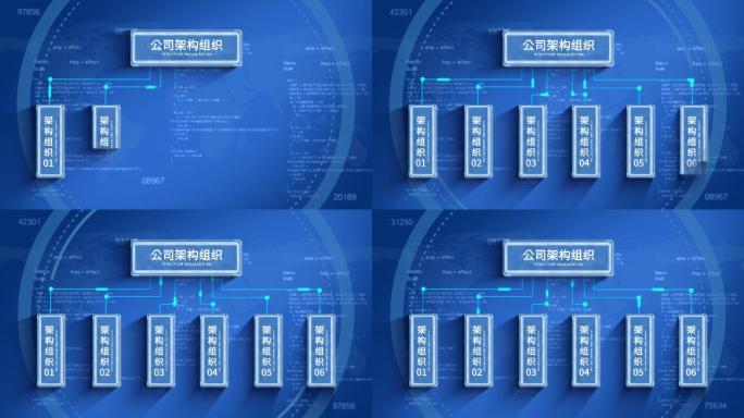 6大科技信息组织架构模板-无插件