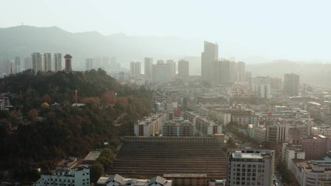 广元 城市大景 航拍