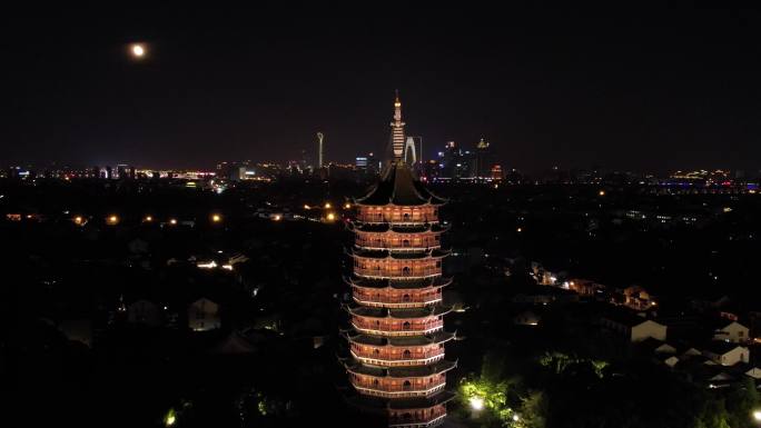 航拍北寺塔夜景