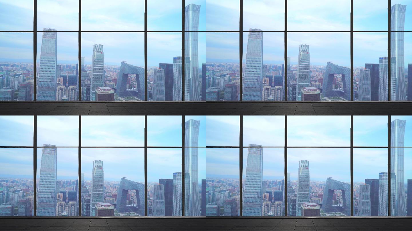 科技商务-窗户窗外城市建筑-高端写字楼