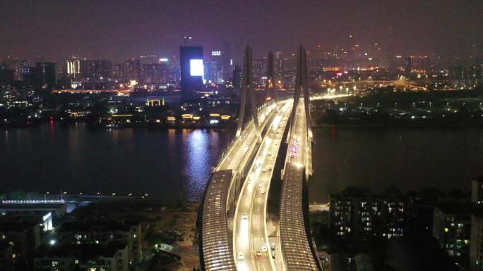 【版权可商用】4K广州洛溪桥夜景