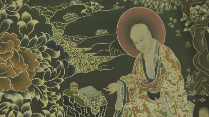 藏族村民绘画唐卡佛像