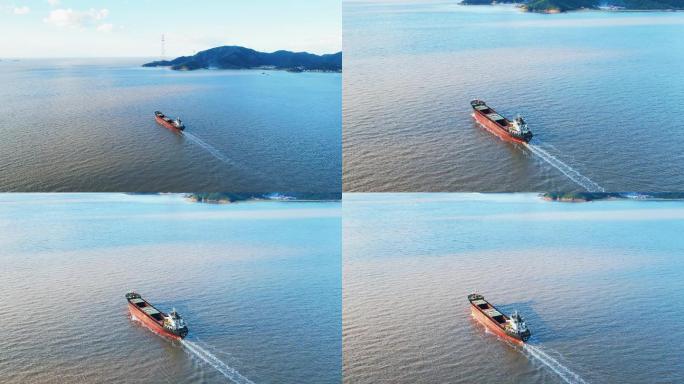 浙江舟山群岛渔船出海航行航拍视频素材