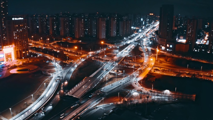 沈阳夜景航拍黑金色