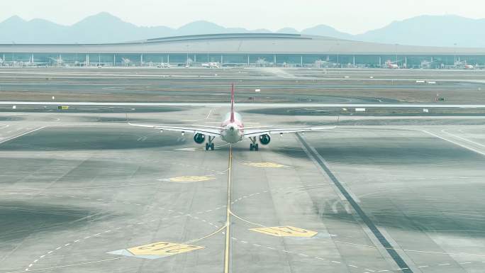 重庆江北机场飞机跑道滑行起飞降落4K