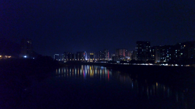达州宣汉城区夜景航拍