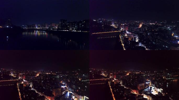 达州宣汉城区夜景航拍