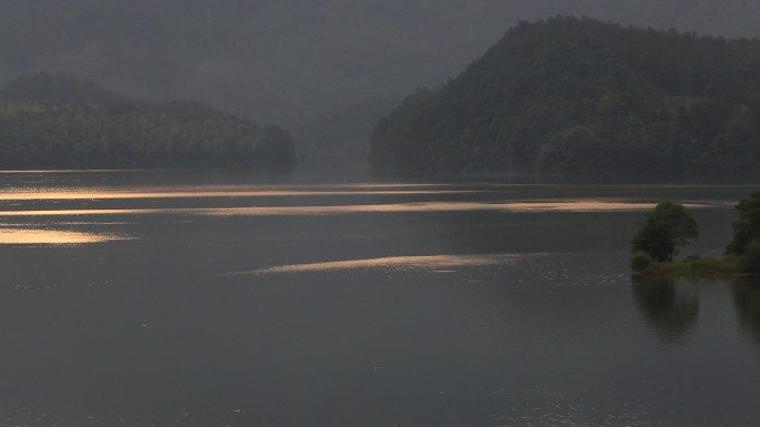 美丽浙江山水自然诸暨早晨湖光山色东白湖