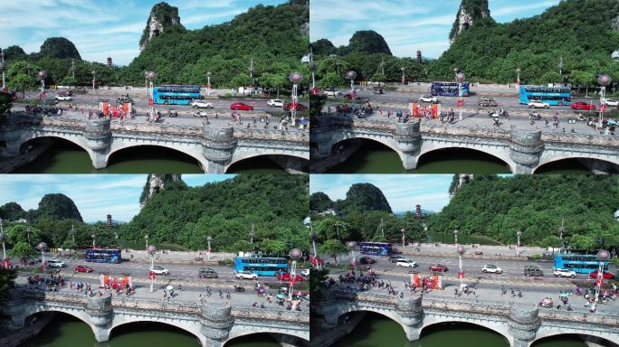 桂林木龙湖两江四湖中山路航拍