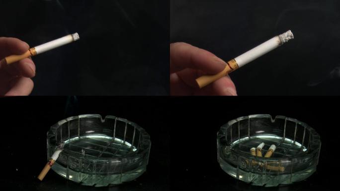 抽烟 吸烟   焦虑 烟缸 特写