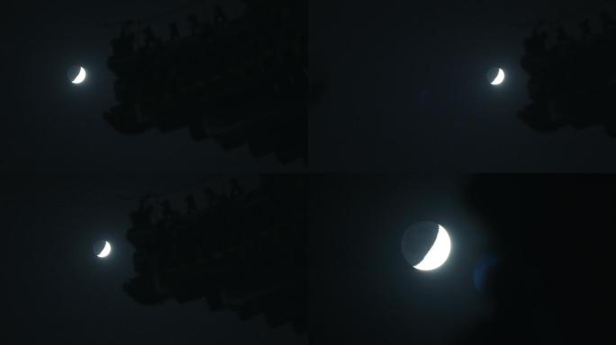 【4K】古建筑屋檐上的月亮-夜景空镜