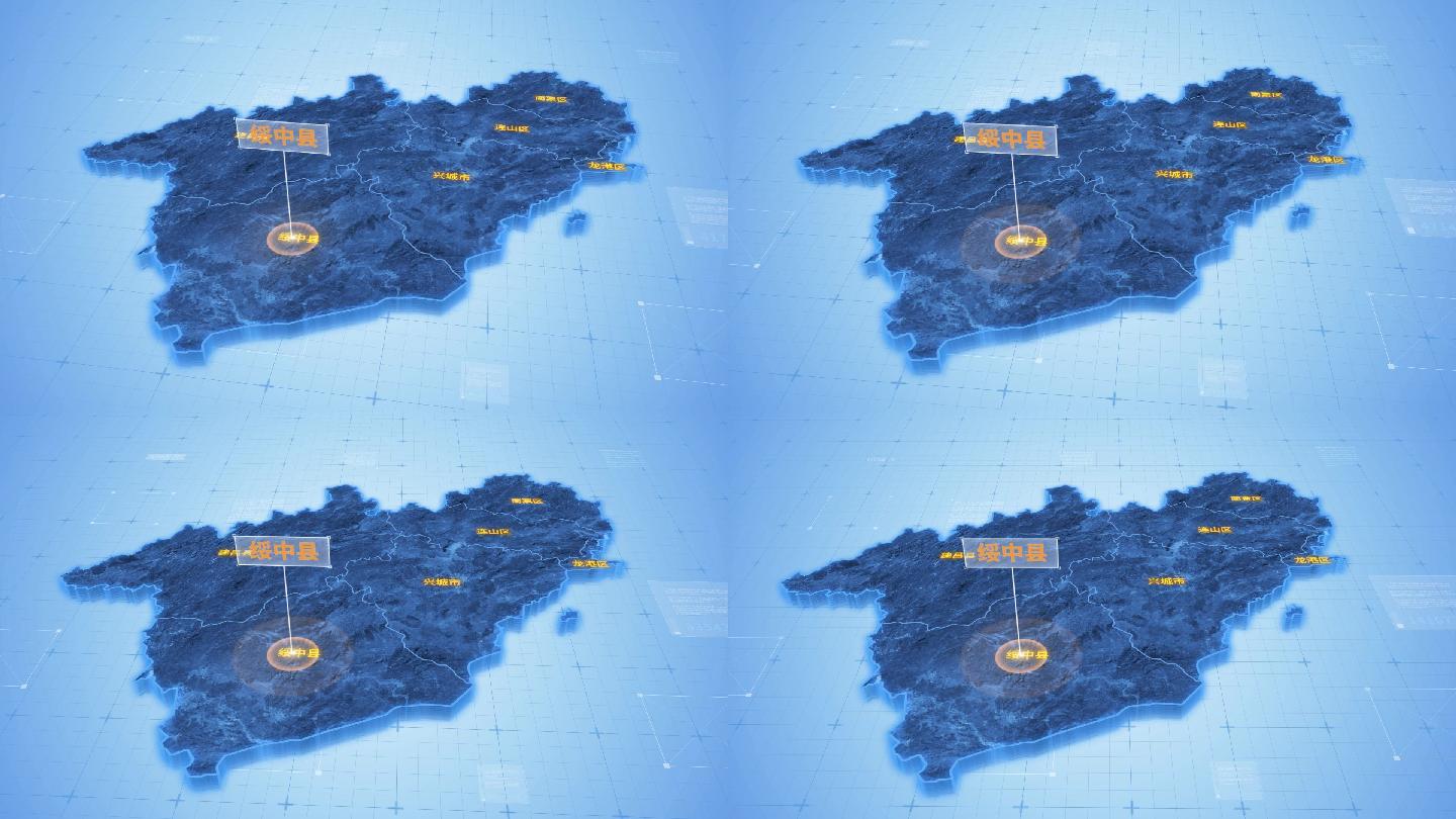 葫芦岛市绥中县三维科技地图ae模板