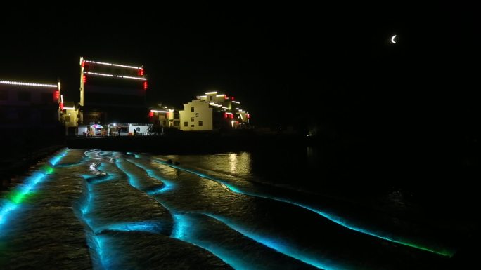 浦江诗歌小镇上河夜景原素材