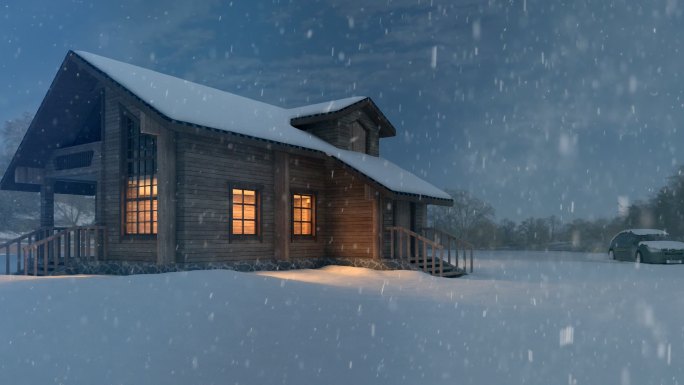 木屋雪景