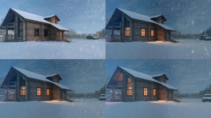 木屋雪景
