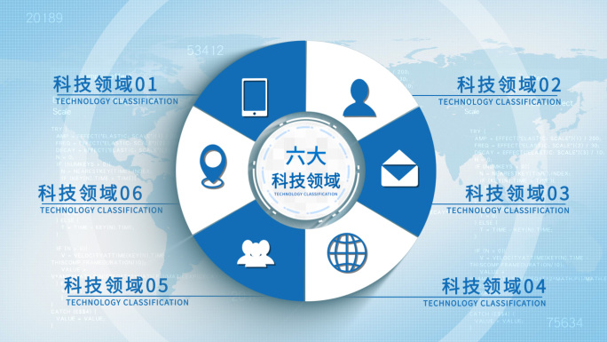 6大科技饼状图分类模板-无插件