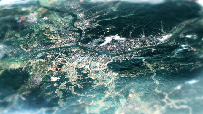 4K黄山市主城区地图视频动画素材