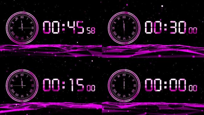 粉紫色钟表液晶数字60秒倒数