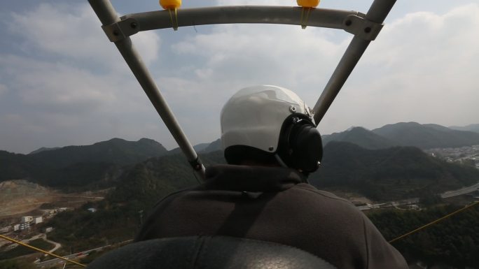 动力滑翔伞空中视角看浦江山水原素材