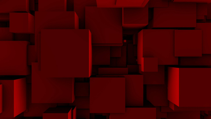 【4K时尚背景】红色3D方块矩阵穿插空间