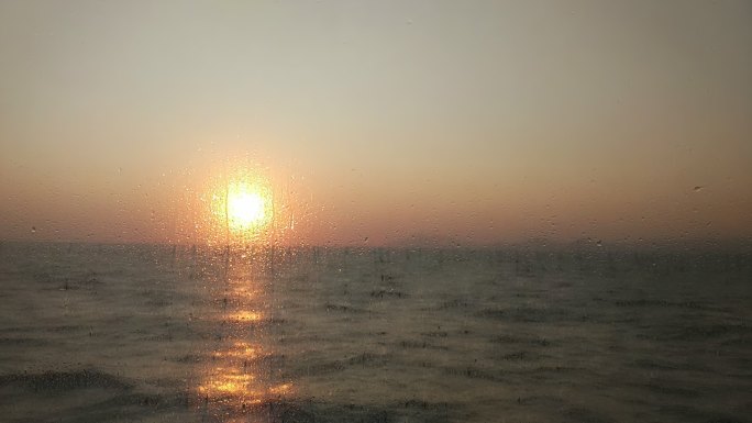 海上 日落 玻璃外