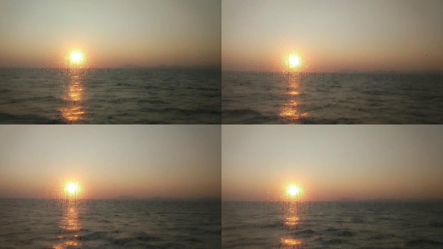 海上 日落 玻璃外