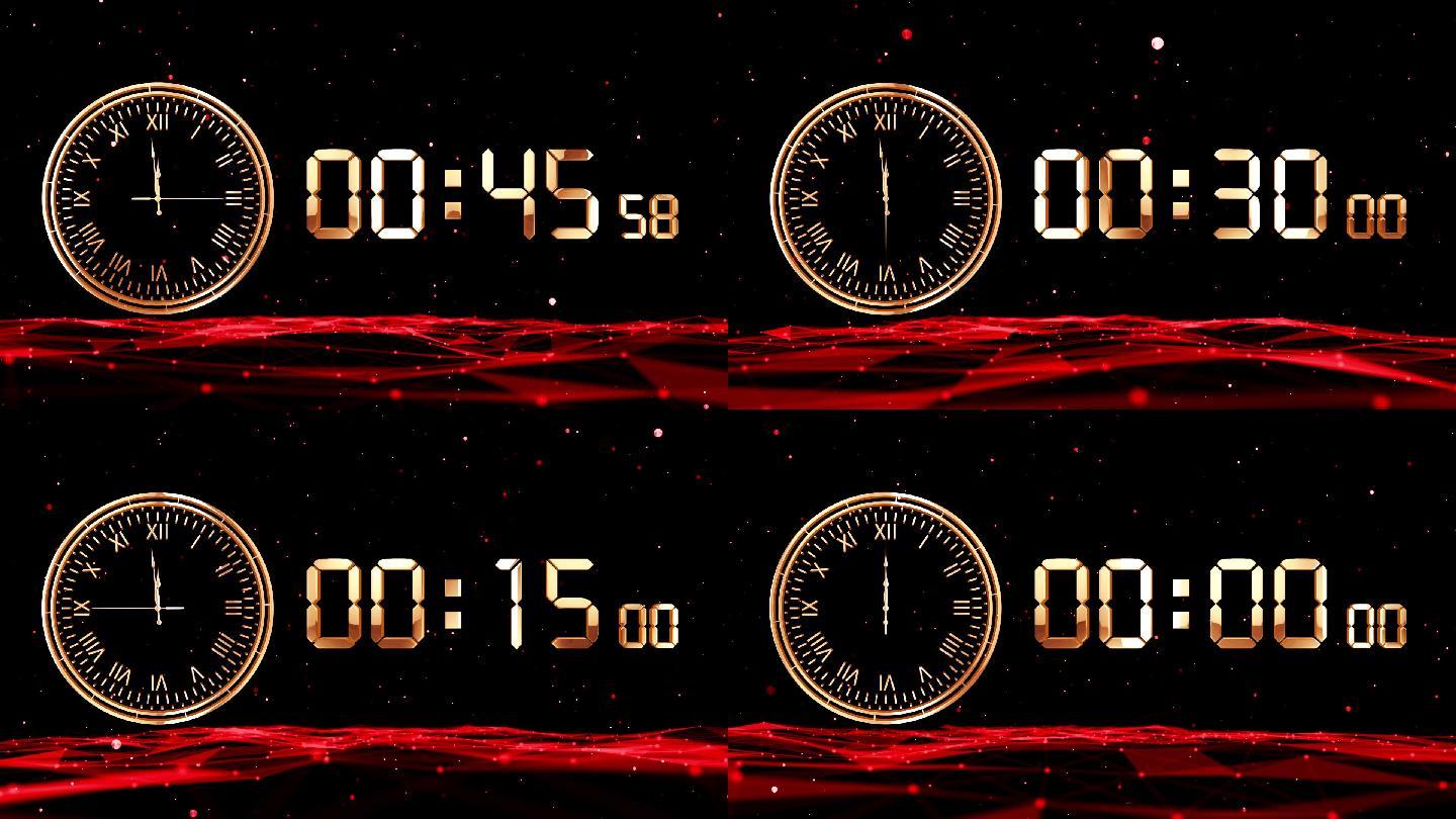红色钟表液晶数字60秒倒数