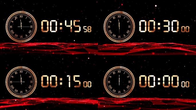 红色钟表液晶数字60秒倒数