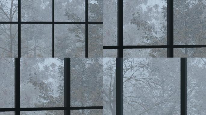冬季冬天看窗外下雪