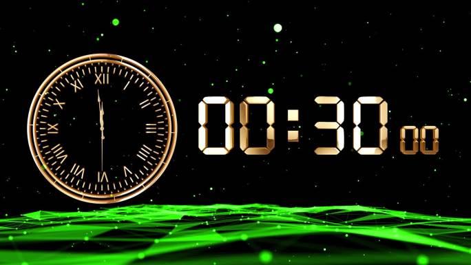 绿色钟表液晶数字60秒倒数
