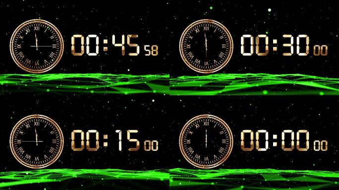 绿色钟表液晶数字60秒倒数