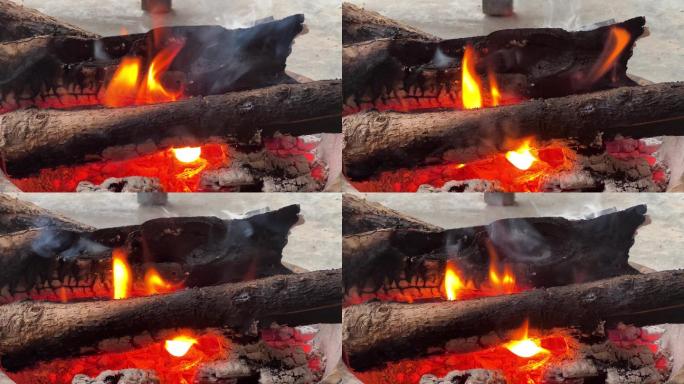 烧木材、火焰