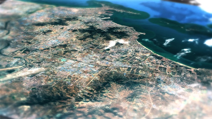 4K烟台主城区地图视频动画素材