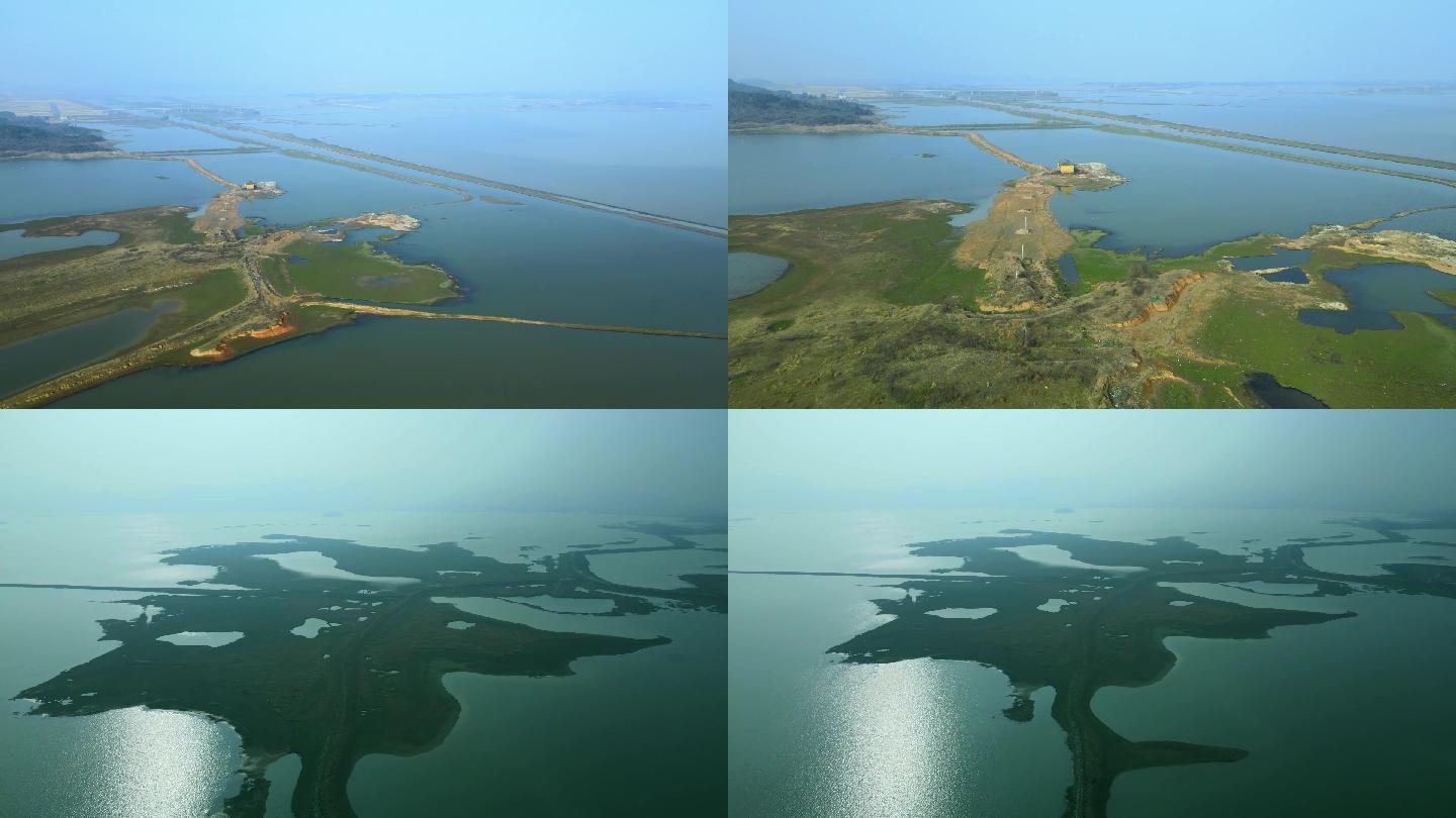 十二月航拍安徽省菜子湖国家湿地公园