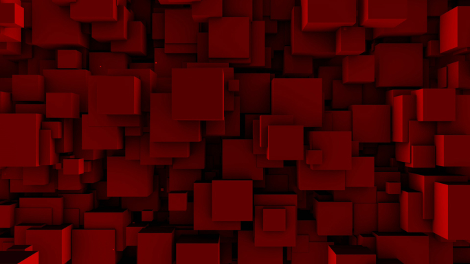 【4K时尚背景】红色3D方体浮动矩阵空间