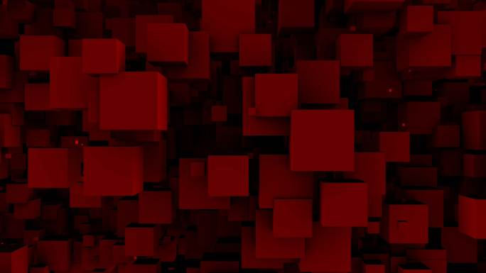 【4K时尚背景】红黑3D方体浮动矩阵空间