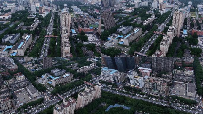 雨后城市交通拥堵车水马龙西安交通堵车加塞